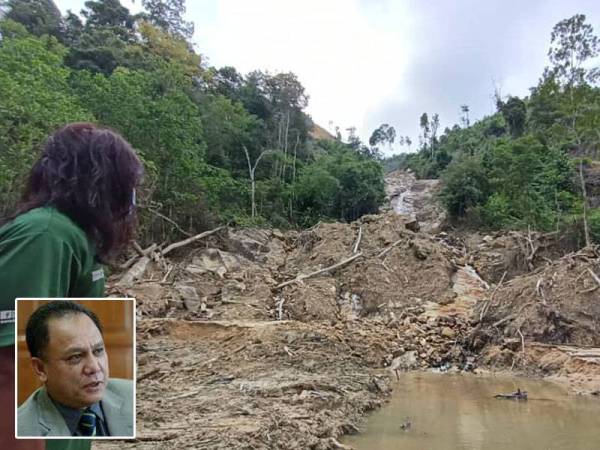 Kesan kerosakan di kawasan Air Terjun Tanjung Batu, Segari. Gambar kecil: Mohamed Zin