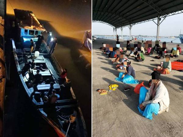 PPM Pelabuhan Klang menahan sekumpulan PATI bersama tekong dan kru di perairan Laut Sungai Buloh, Selangor pada Isnin.