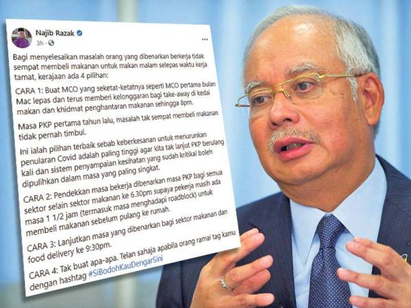 Tangkap layar di Facebook Najib pada Isnin.