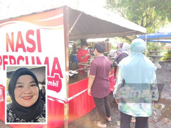 Kedai makan milik Aja di Bukit Setongkol di sini dikunjungi orang ramai untuk mendapatkan nasi percuma. (Gambar kecil: Nur Hazamazlin Razali)