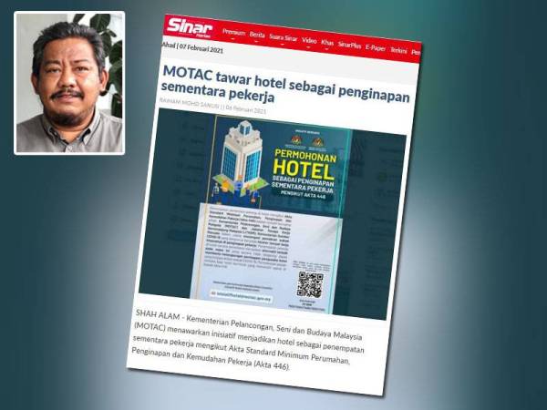 MyBHA Perak sambut baik inisiatif MOTAC jadikan hotel sebagai penempatan sementara pekerja, namun perlu penambahbaikan supaya benar-benar membantu pemain industri. Gambar kecil: Zamari