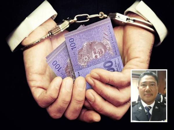 Seorang lelaki ditahan kerana memberi rasuah kepada polis. (Gambar kecil: Baharudin Abdullah)