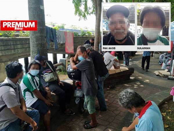 Keadaan di Laman Tun Sri Lanang menjadi lokasi agihan makanan kepada gelandangan di Johor Bahru.