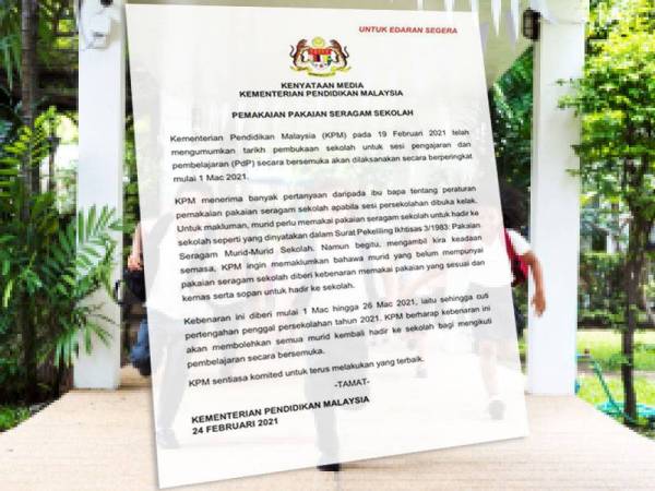 KPM benar murid pakai pakaian biasa ke sekolah