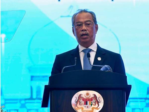 Muhyiddin menyampaikan Amanat Perdana sempena Setahun Malaysia Prihatin di Pusat Konvensyen Antarabangsa Putrajaya hari ini. - Foto Bernama