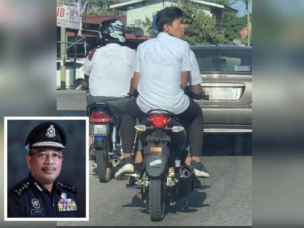 Sebelum ini tular sekeping gambar di media sosial Facebook yang dimuat naik oleh seorang individu yang memaparkan dua pelajar lelaki dipercayai calon SPM yang baharu selesai menduduki peperiksaan menaiki motosikal dengan pakaian sekolah mereka diconteng perkataan kesat. (Gambar kecil: Shafien)