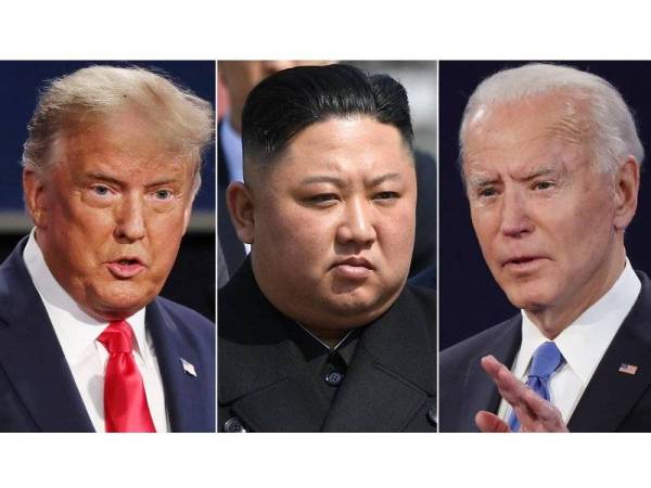 Pentadbiran Biden didakwa (gambar kanan) cuba memulihkan semula hubungan tegang antara pendahulunya, Trump (gambar kiri) dengan Jong-un (gambar tengah). - Foto: Agensi