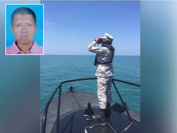 Operasi mencari nelayan yang hilang selepas dikhuatiri terjatuh ke dalam laut kira-kira 9.7 batu nautika barat laut Pulau Bidan, Yan pada Jumaat. Gambar kecil: Mohd Rizal