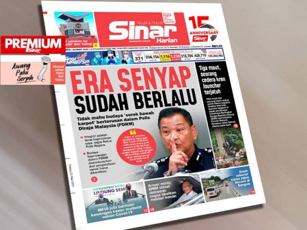 Keratan muka depan akhbar Sinar Harian pada Selasa.