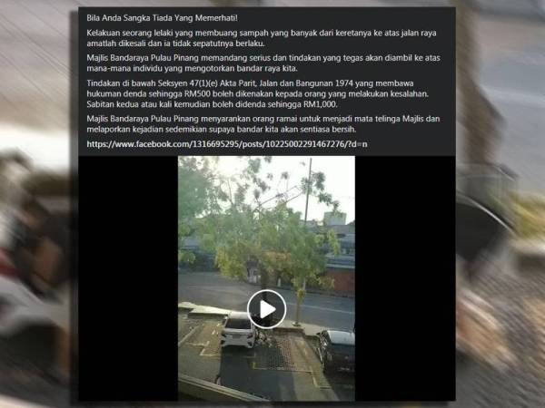 Paparan Facebook MPPP berhubung video tular.