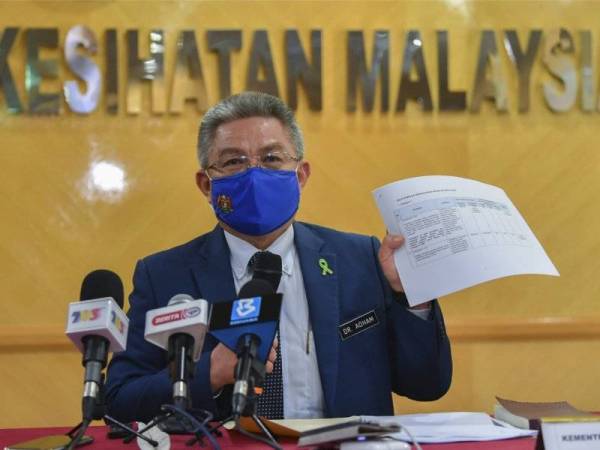 Dr Adham menunjukkan nilai kompaun berdasarkan magnitud kesalahan ketika sidang media di Kementerian Kesihatan hari ini. - Foto Bernama