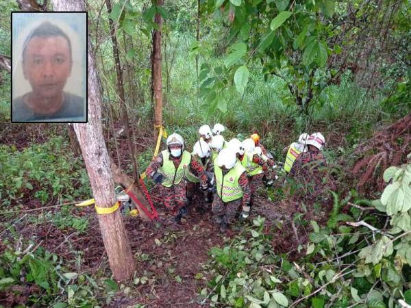 Anggota bomba membawa keluar mayat mangsa sebelum diserahkan kepada polis. Gambar kecil: Tong Jenn Choy