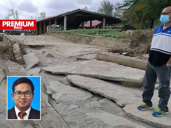 Hakisan berlaku di Kampung Pantai Kempadang, Kuantan, Pahang pada Januari lalu. Gambar kecil: Effi Helmy