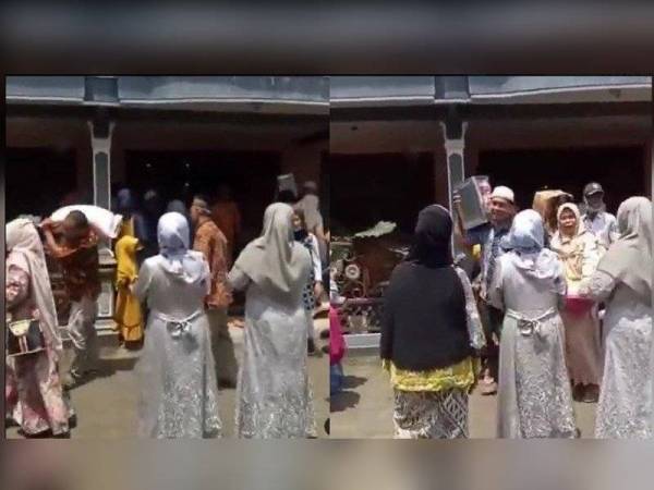 Pengantin lelaki dan rombongannya tersilap rumah menarik perhatian warganet. - Foto Tribunnews