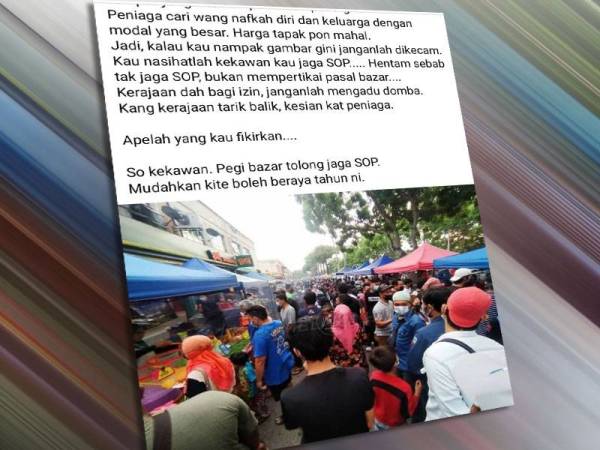 Seorang warganet turut memberi pendapat berhubung gambar tular kesesakan pengunjung di pasar Ramadan Taman Rambai Jaya, Melaka pada Selasa.