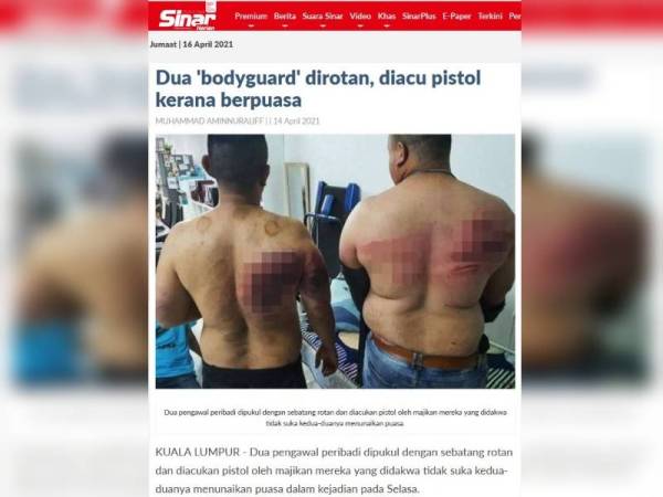 Laporan Sinar Harian pada Rabu.