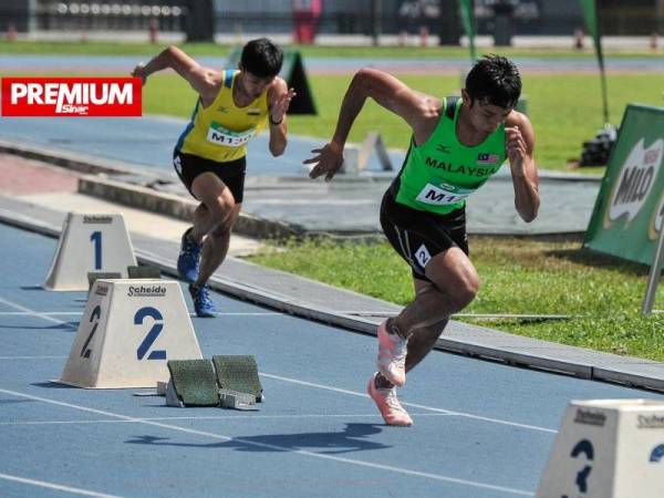 Khairul Hafiz (kanan) yang mewakili Melaka beraksi pada acara 400 meter lelaki pada Kejohanan GP Malaysia di Mini Stadium MSN, Bukit Jalil baru-baru ini. -Foto Bernama