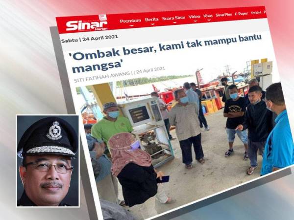 Sebelum ini saksi kejadian bot terbalik di Kuala Besar di sini mengakui sukar menyelamatkan tiga mangsa yang dikhuatiri hilang kerana berlaku ribut dan ombak yang tinggi. Gambar kecil: Shafien Mamat