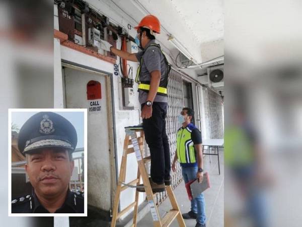 Anggota polis bersama kakitangan TNB melakukan pemotongan elektrik di premis terbabit kegiatan judi tanpa lesen. (Gambar kecil: Afzanizar)