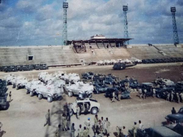 Beginilah keadaan sebuah stadium di Mogadishu yang menempatkan askar yang cedera dalam insiden serangan hendap Black Hawk Dawn.