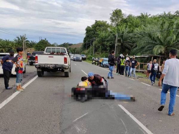 Mangsa disahkan meninggal dunia di lokasi kejadian akibat kecederaan parah di bahagian kepala selepas terbabit dalam kemalangan di Kilometer 28 Jalan Lahad Datu-Tawau, Lahad Datu.