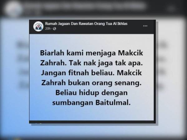 Anak Tak Nak Jaga Biarlah Kami Jaga Makcik Zahrah