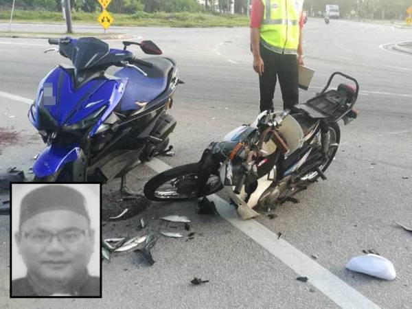 Penunggang skuter Yamaha NVX meninggal dunia selepas terbabit kemalangan dengan motosikal Honda C70 dalam kejadian di bulatan Puspakom, Chendering, pagi Isnin.