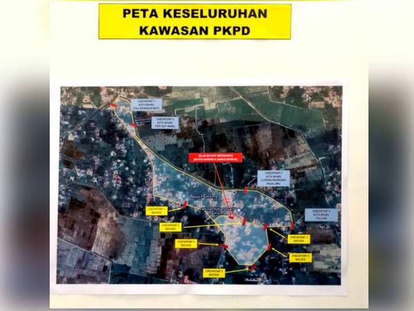 Peta lokasi Perintah Kawalan Pergerakan Diperketatkan (PKPD) di Kampung Pauh Lima Bachok dan Kota Bharu berkuat kuasa bermula 19 Mei sehingga 1 Jun ini.