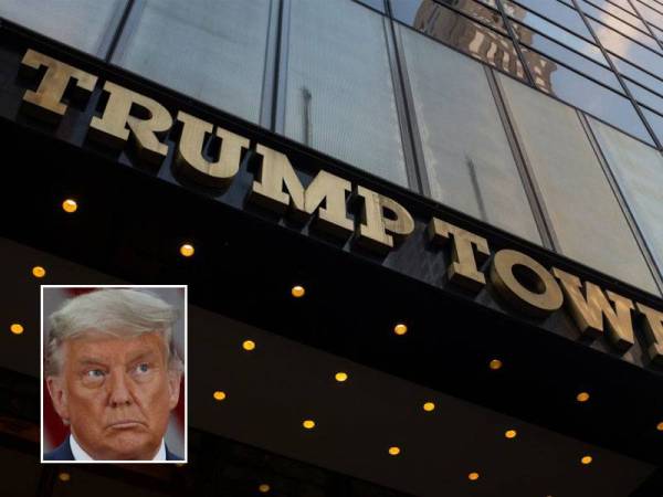 Menara pencakar langit, Trump Tower di Manhattan, New York yang menempatkan ibu pejabat Trump Organization. Gambar kecil: Donald Trump. - Foto: Agensi