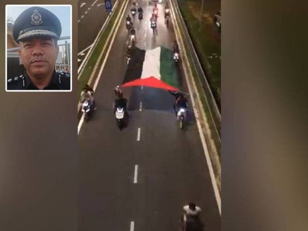 Video tular di laman sosial memaparkan sekumpulan penunggang motosikal berarak sambil membawa bendera Palestin di Jalan Telok Mas, Melaka pada malam Rabu.
Gambar kecil: Afzanizar Ahmad