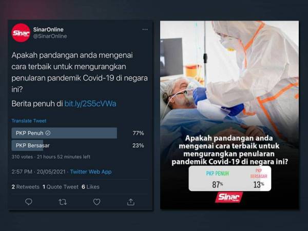 Undian di Twitter, Facebook dan Instagram yang dianjurkan Sinar Harian pada Khamis.