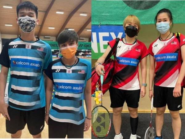 Choong Hon Jian-Toh Ee Wei dan Low Yeen Yuan-Valeree Siow pamer aksi cemerlang pada Kejohanan Badminton Antarabangsa Slovenia 2021 di Dras Centre, Maribor.