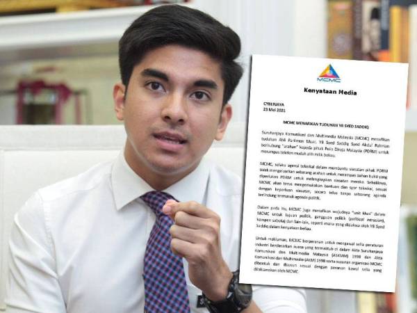 SKMM menafikan tuduhan Syed Saddiq berhubung arahan kepada pihak PDRM untuk merampas telefon mudah alih milik beliau.