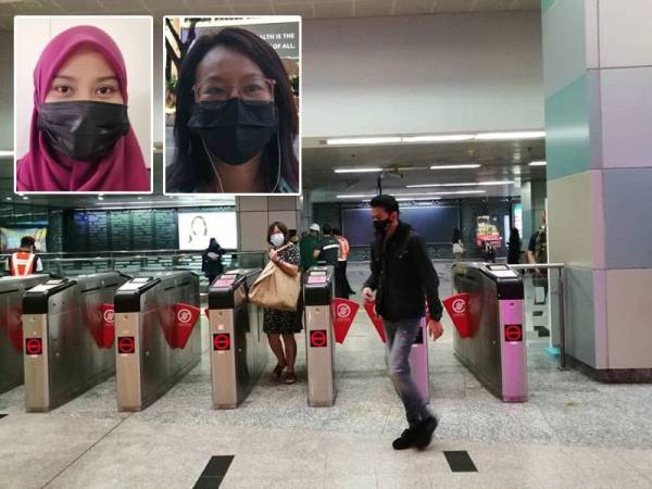 Keadaan di Stesen KLCC ketika tinjauan dilakukan pada Selasa.
Gambar kecil: Asfa Abdullah dan Eliana Masiran