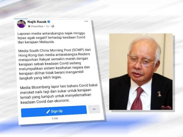 Tengkap layar kenyataan Najib di Facebooknya.