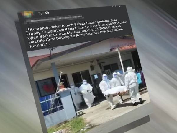 Tangkap layar di media sosial, Facebook mengenai dakwaan satu keluarga meninggal dunia kerana Covid-19 di Taman Merdeka yang tular.