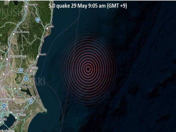 Gempa bumi bermagnitud 5.3 pada skala Richter direkodkan di wilayah Ibaraki, timur Jepun.