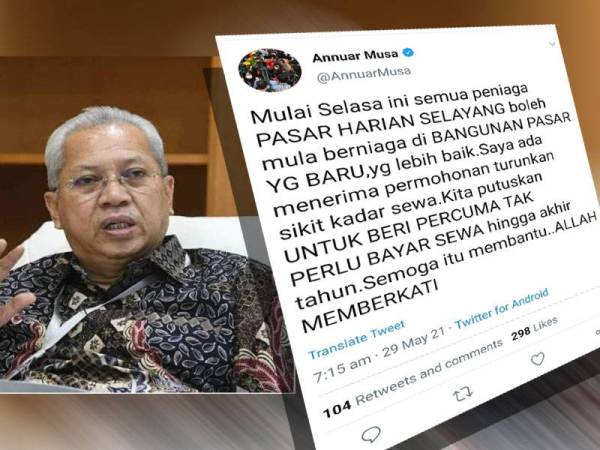 Ciapan Annuar Musa di Twitternya pada Sabtu.