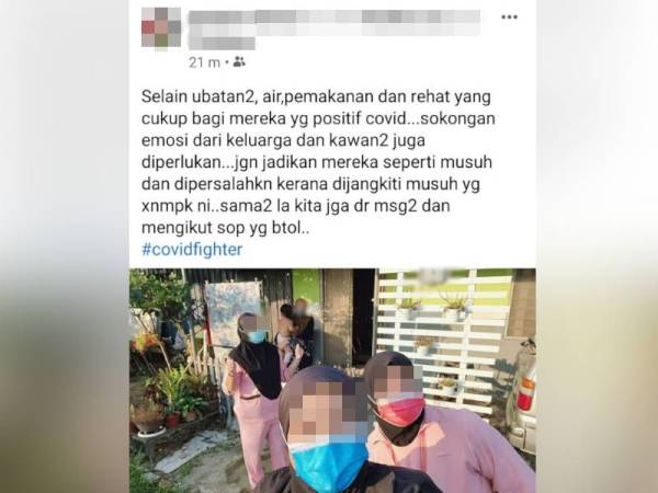 Gambar yang tular di media sosial mengenai tindakan jururawat ke rumah rakan mereka yang dikenakan perintah kuarantin di rumah.