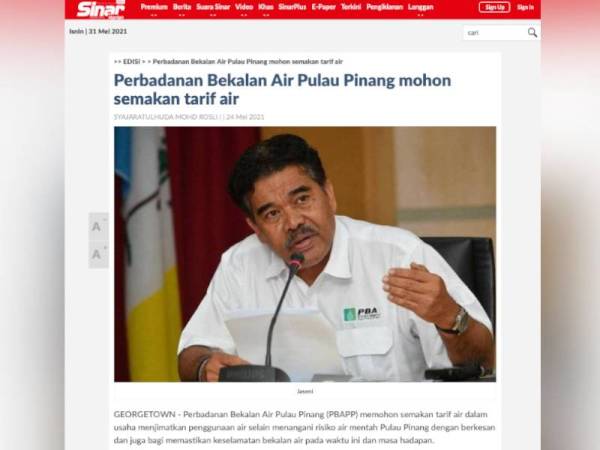 Laporan Sinar Harian pada 24 Mei lalu. 