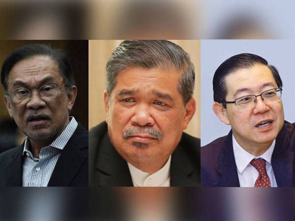 Gambar dari kiri: Anwar Ibrahim, Mohamad Sabu, Lim Guan Eng