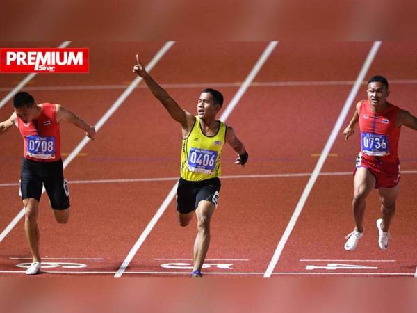 Muhammad Haiqal (tengah) meraih pingat emas pada Sukan SEA 2019 di Manila, Filipina.