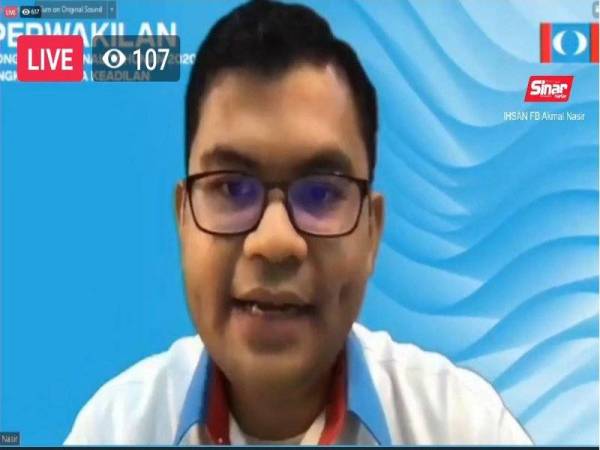 Akmal Nasrullah menyampaikan ucapan dasar sempena Kongres Nasional Tahunan AMK 2020 yang diadakan secara maya, pada Sabtu.