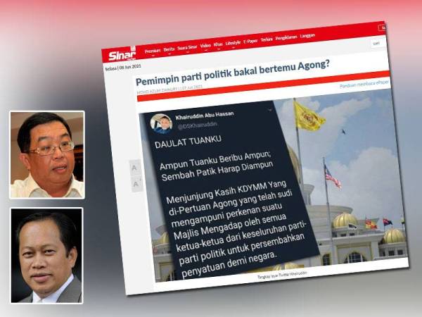 Beberapa media arus perdana dan portal berita pada Isnin rancak melaporkan mengenai siri mesyuarat membabitkan pemimpin parti politik dan Yang di-Pertuan Agong Al-Sultan Abdullah Ri’ayatuddin Al-Mustafa Billah Shah.
Gambar kecil: Tan Kok Wai dan Ahmad Maslan