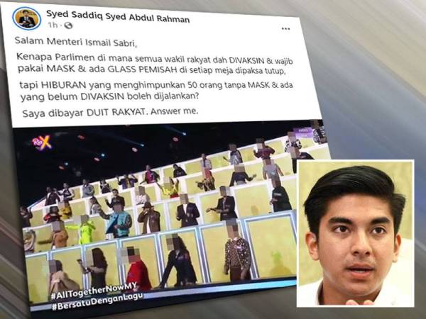 Tangkap layar hantaran Syed Saddiq di Facebooknya pada Selasa.