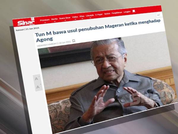 Pada Khamis, Sinar Harian melaporkan Dr Mahathir membawa usul penubuhan satu pasukan khas seperti yang pernah diguna pakai pada 1969 iaitu Mageran bagi menangani krisis-krisis yang sedang melanda negara.