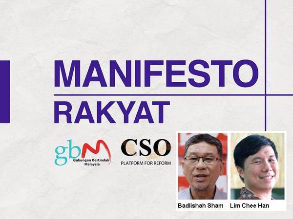 Rakyat kini boleh memberikan input tuntutan yang dimahukan oleh mereka menerusi Manifesto Rakyat.