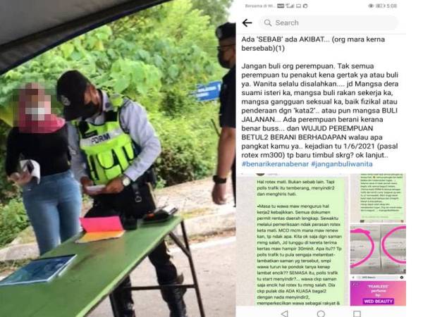 Tangkap layar memaparkan wanita yang didakwa berang di sebuah SJR menjelaskan punca kejadian itu berlaku.