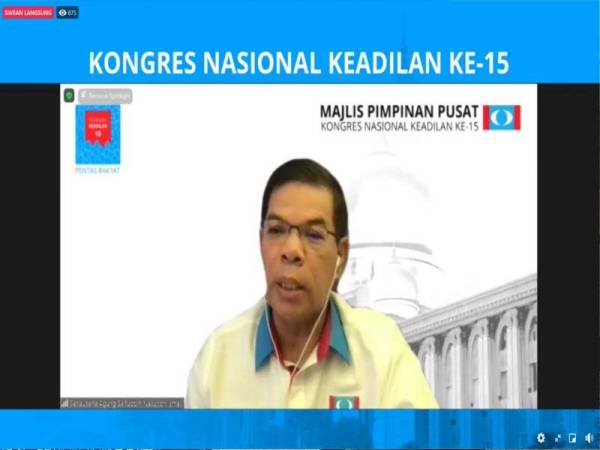 Saifuddin dalam Kongres Nasional Keadilan ke-15 yang diadakan secara maya pada Ahad.