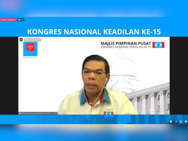 Saifuddin Nasution ketika Kongres Nasional Keadilan ke-15 yang berlangsung secara maya pada Ahad.